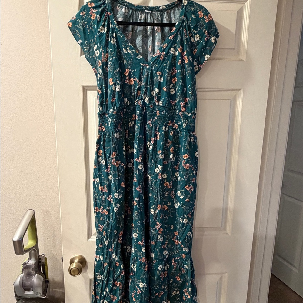 Old Navy Teal Floral Maxi Dress